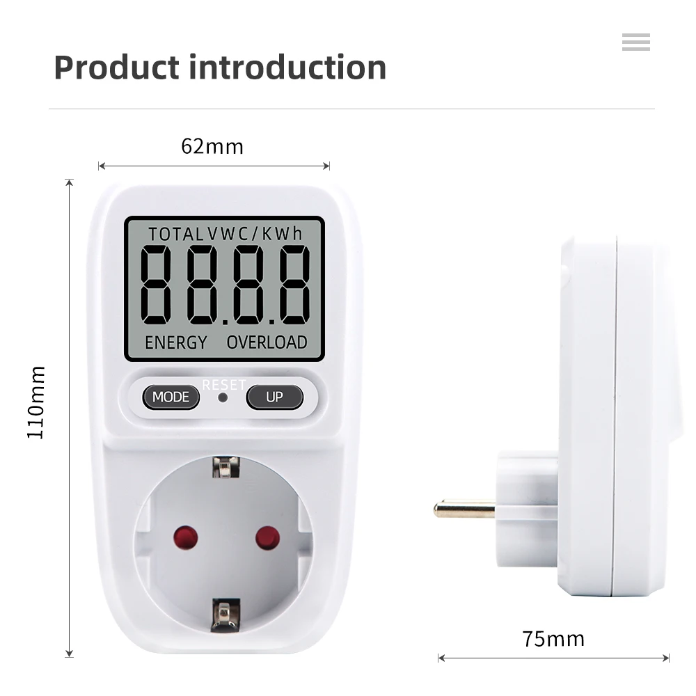 Smart LCD Energy Meter & Power Analyzer Plug – EU/FR