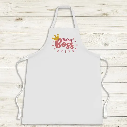 Apr10 Bambino Boss Motivo Di Ricamo Ricamato Bambino Grembiule Da Cucina Önlüğü3 - 6 Anni Di Età