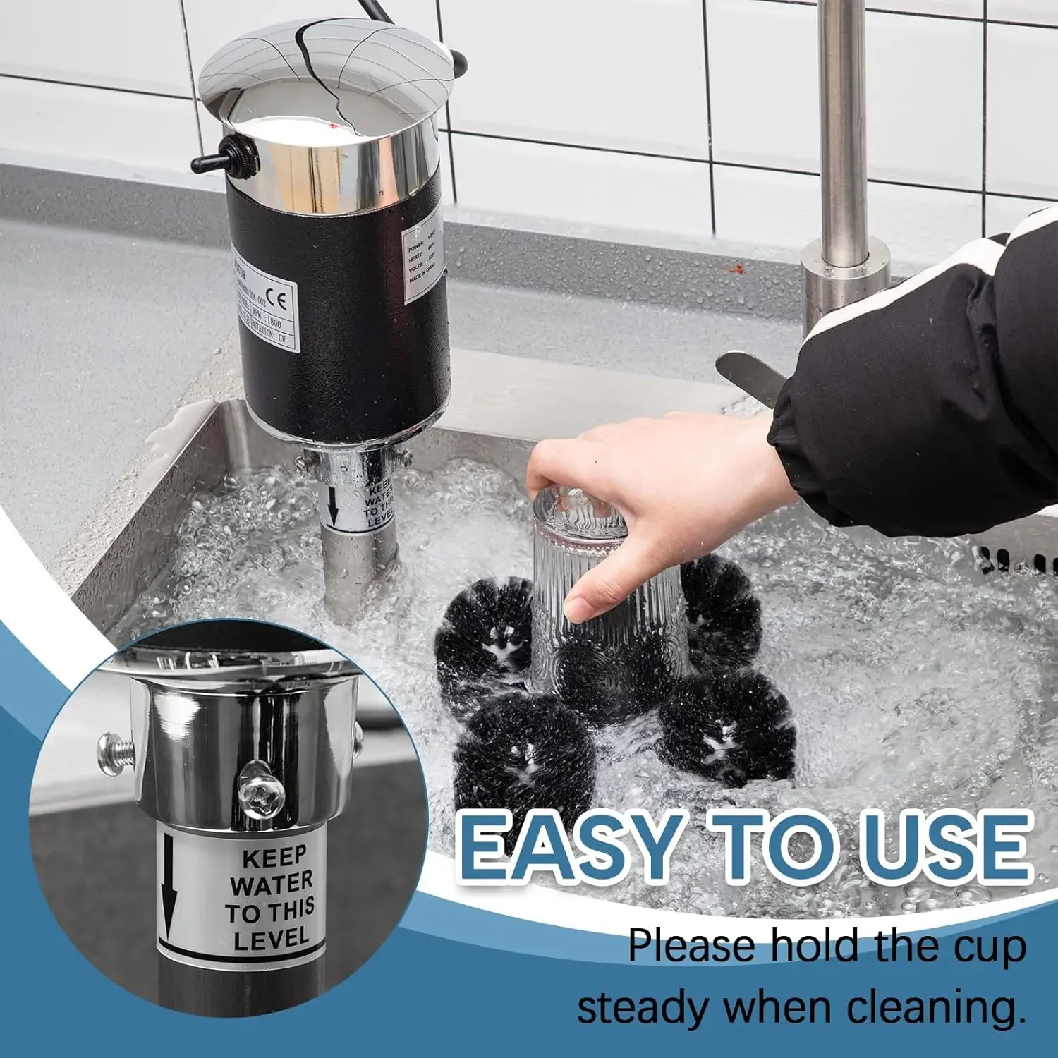 5-Brush Electric Glass Washer 1200 Cups/H, Upright Five Brush Electric Glass Washer Wine Cleaning Machine Bar Gla