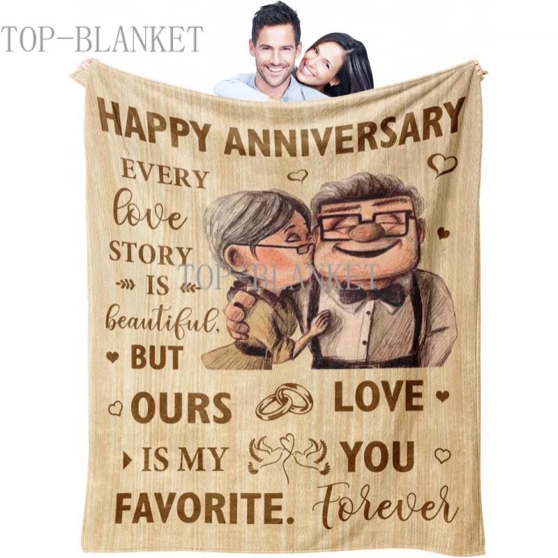 

Wedding Anniversary Blanket Gifts for Him Her Wife Husband Men, Best Valentines Present for Girlfriend Boyfriend Throw Blankets