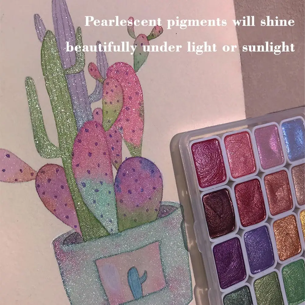 Pearlescent Watercolor Paint Portable Hand-packaged Palette For Painting Nails Student School Art Supplies
