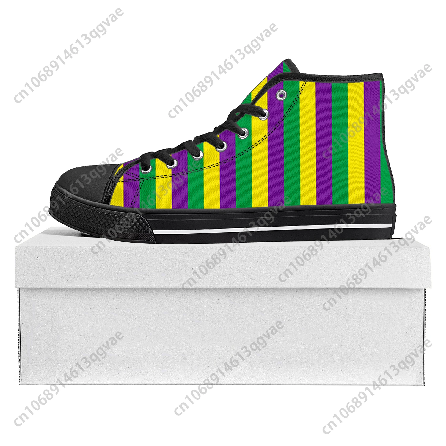 Mardi Gras Stripe High Top High Quality Sneakers Mens Womens Teenager Canvas Sneaker Custom Made Shoe Casual Couple Shoes
