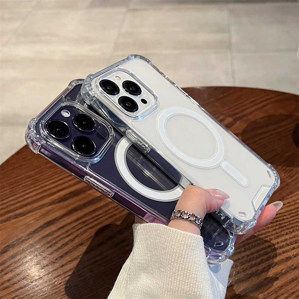 Luxurious Magnetic Wireless Charging Shockproof Transparent Phone Case
