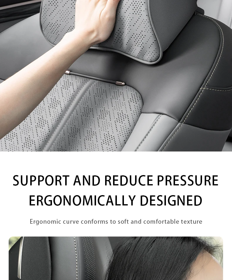 For ZEEKR 7X Leather neck pillow lumbar support Headrest cushion Fatigue relief