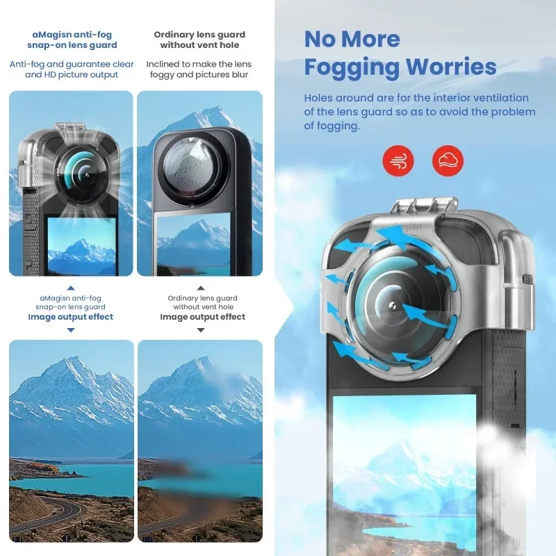 Anti-fog Snap-on Lens Guard for Insta360X3 Easy Disassembly