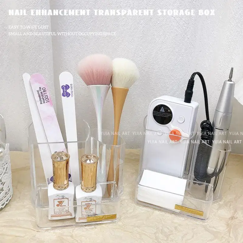 

1Pc Ins Style Transparent Nail Art Polishing Machine Storage Box Tabletop Multi Functional Modern Simplicity Nail Art Tool Box