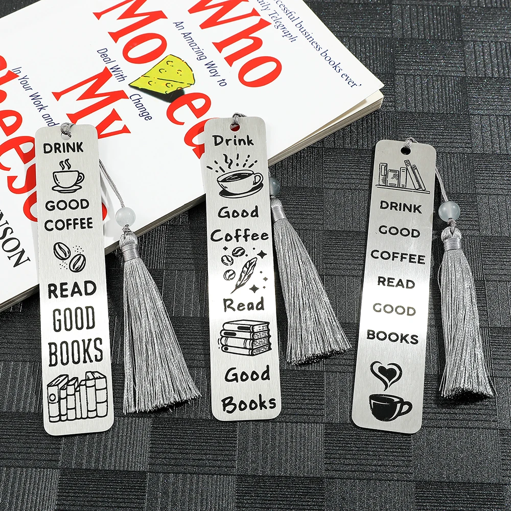 Drink Good Coffee Read Good Books Engraved Bookmarks Metal Bookmarks Stationery School Supplies for Book Lovers Teacher Gifts metal bookmark bookmarks stationery supplies