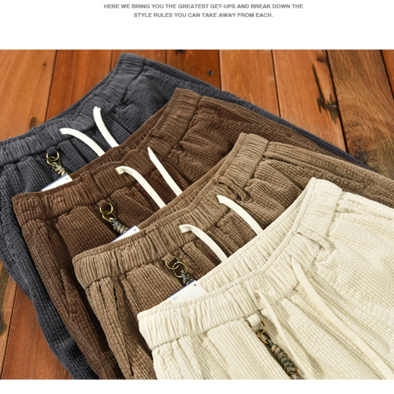 Men Cargo Pants Autumn Retro 100% Cotton Casual Joggers