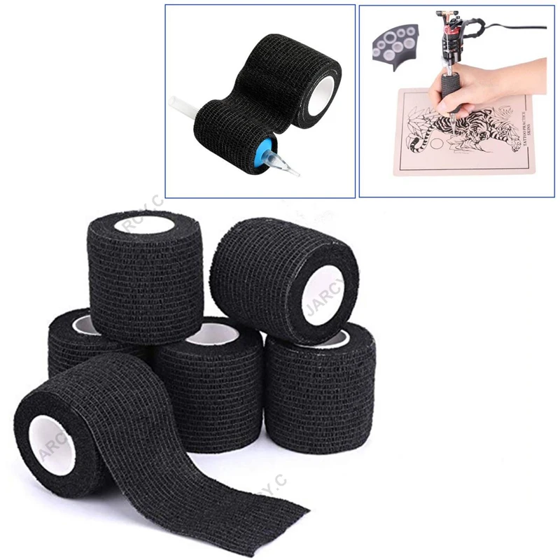 Tattoo Machine Bandage Self-adhesive Elastic Waterproof Nonwoven Tattoo Gun Handle for Grip Cover Athletic Protect Black Tape auto film cutting machine mobile phone tablet front glass back cover protect film cutting protective film cutting machine