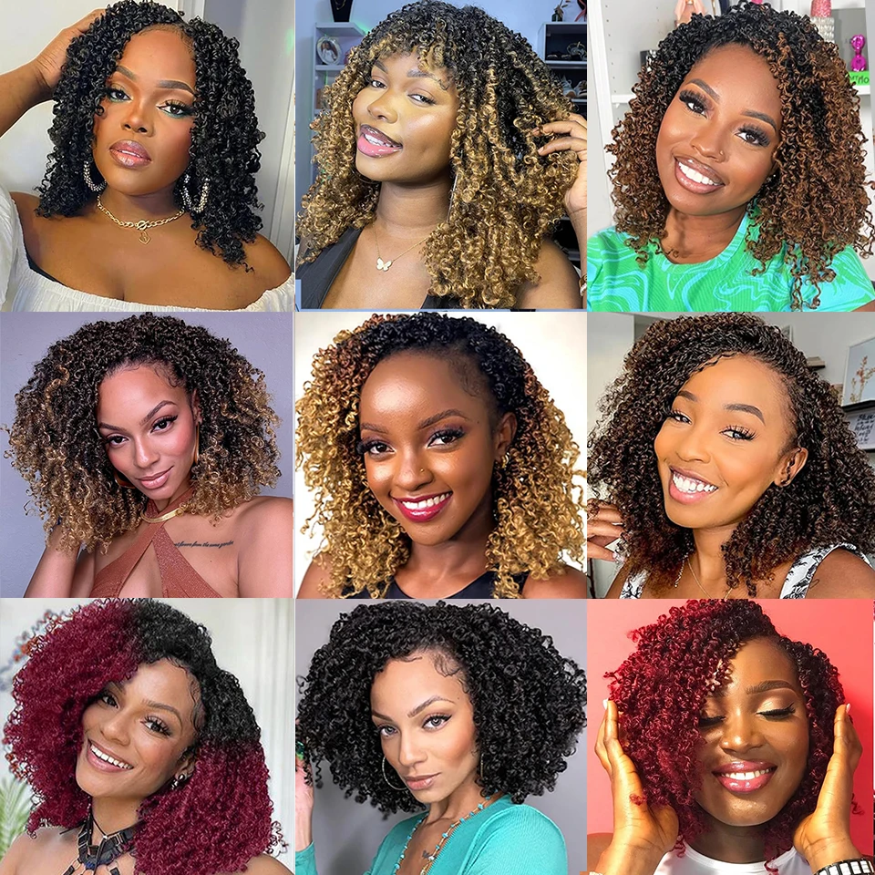 12 Inch Yanky Twist Crochet Hair Extensions 1BH30 Pre-twisted Passion Twist Crochet Hair 30 Strands/PCS Synthetic Braiding Hair 6