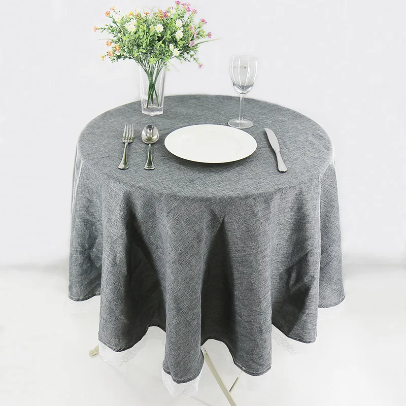 

1PC Table Cloth Round Wedding Party Table Cover Imitate Linen Lace Tablecloth Nordic Tea Coffee Tablecloths Home Kitchen Decor