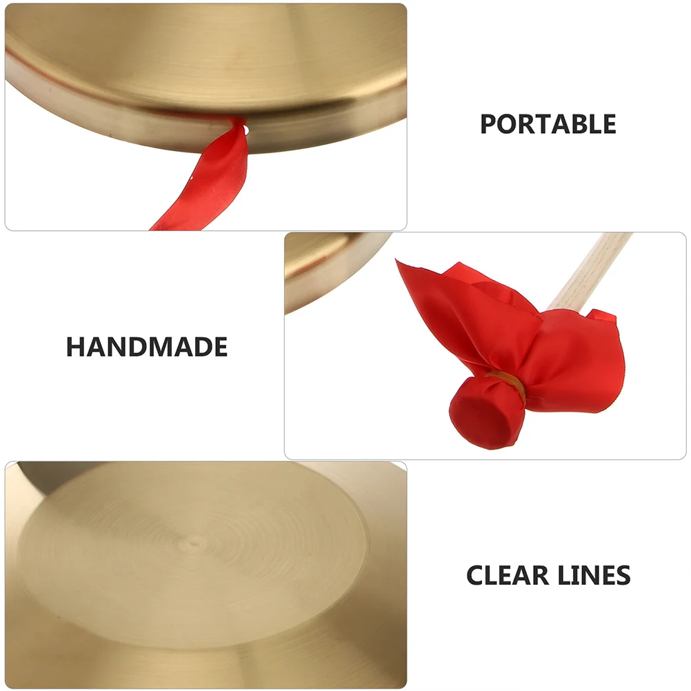 Handmade Copper Gong Small Percussion Instrument Toy Music Playset Kids Hearing Training Chinese Opera Gongs Hand Gongs