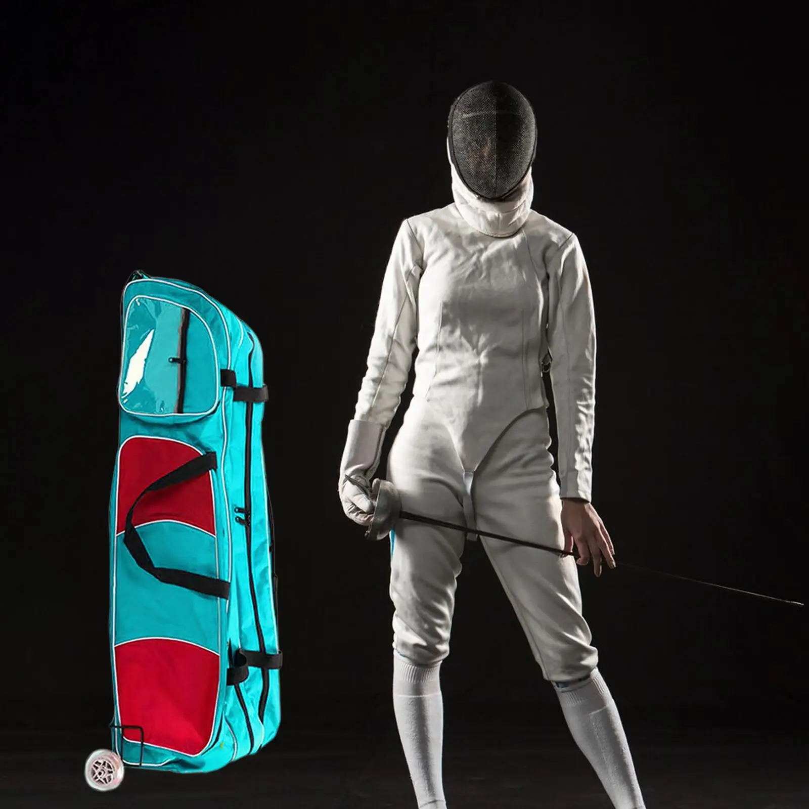 Fencing Bag with Wheels Lightweight with Retractable Handle Trolley Case Rolling Fencing Bag for Enthusiasts Saber Training Epee