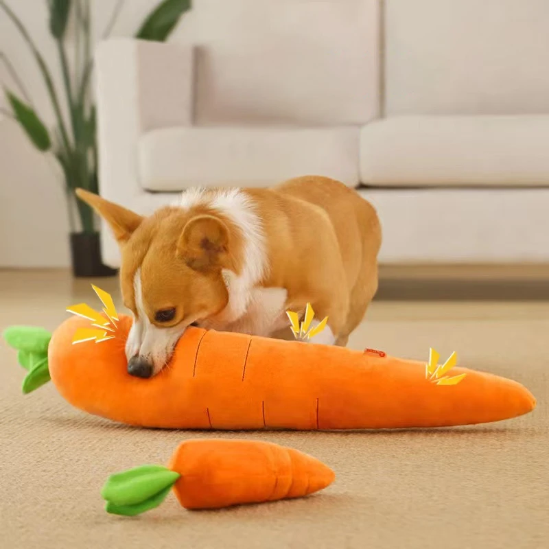 Carrot Plush Chew Toy for Dogs - Pet Sound Playing Accessory