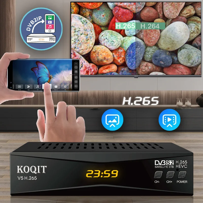 Koqit-receptor de Satélite V5h H265 Hevc Dvb s2 Receptor de tv por Satélite Smart tv Fta Caixa Digital Dvb-s2 - Image 5