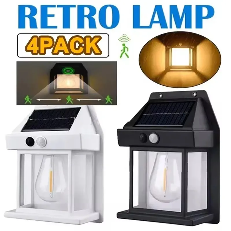 Outdoor Garden Wall Lamp Waterproof Solar Tungsten Filament Induction Light Household Garden Wall Villa Lighting Night Light