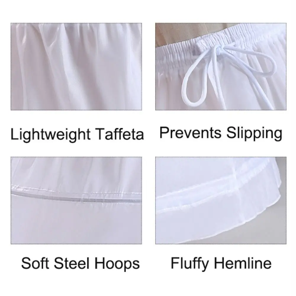 New White Petticoat 3-Hoops Long Crinoline Skirt Underskirt Crinoline Ball Gown Petticoats Flower Dress Accessories