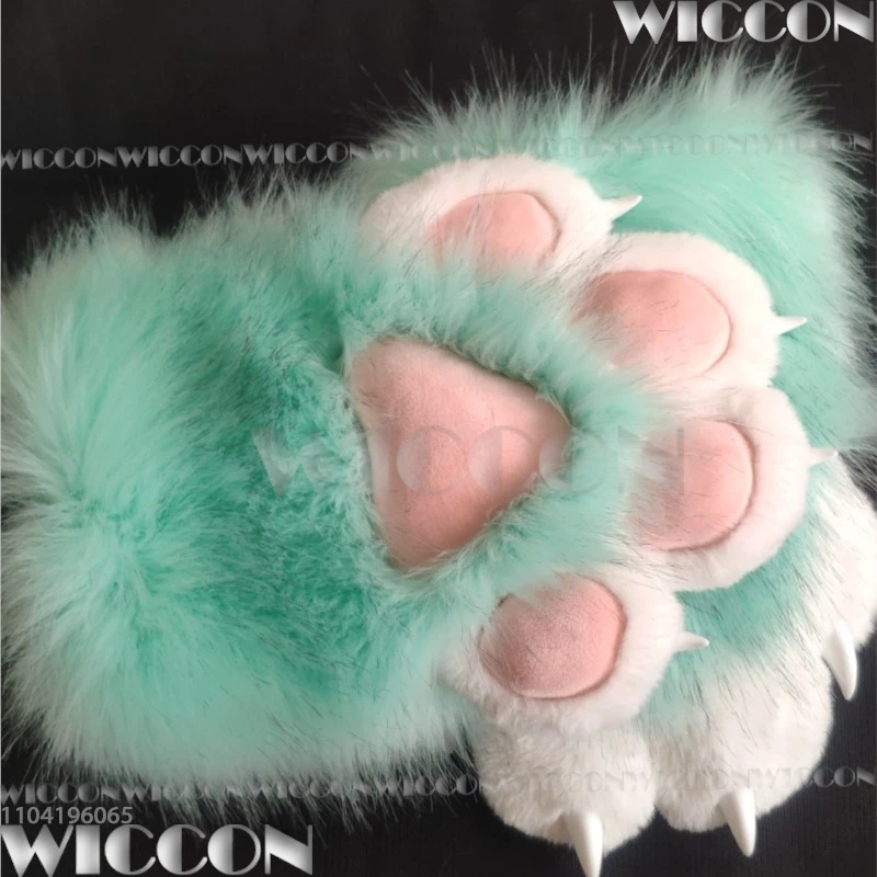 Kig Animal Squeak Sharp Nail Claws Fursuit Kigurumi Furry Cosplay Furred Colorful Kawaii Gloves Holloween Women Men Customized