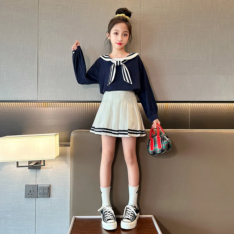 Conjunto de roupas Kawaii Lotus infantil, uniforme Jk, estilo preppy,  camisa de manga curta, saia plissada, presente conjunto de duas peças,  verão - AliExpress