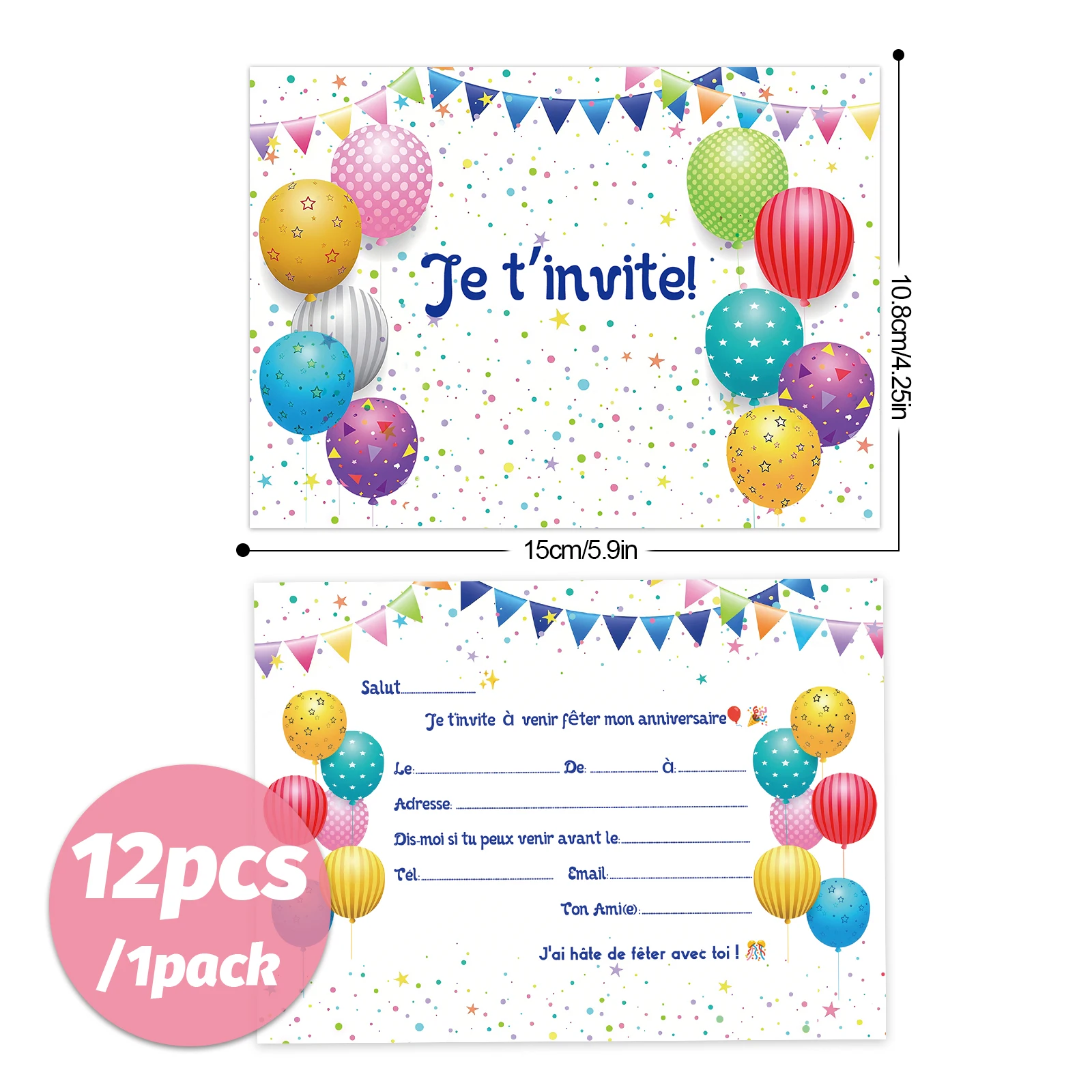 Modello di scarti di carta a forma di stella colorata da 12 pezzi, creando un'atmosfera giiosa festa. Carte di invito di compleanno, inviti a tema, par - immagine 3