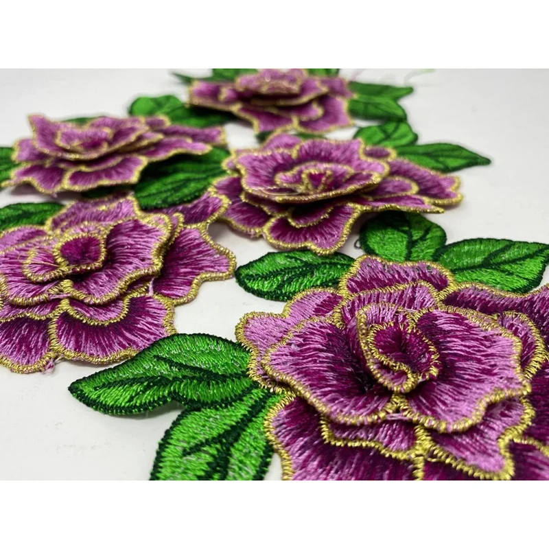 3Pcs Blue Green Brown Flower Appliques Patch For Wedding Decoration Craft Sewing Repair Accessories 11*8CM