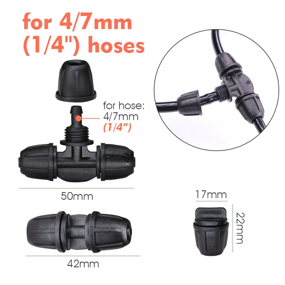 50-5M 13cm Stake Sprinkler Watering System Garden 60W Power Self-Priming Pump Automatic Irrigation Equipment 1/4”Hose Drip Kits 4