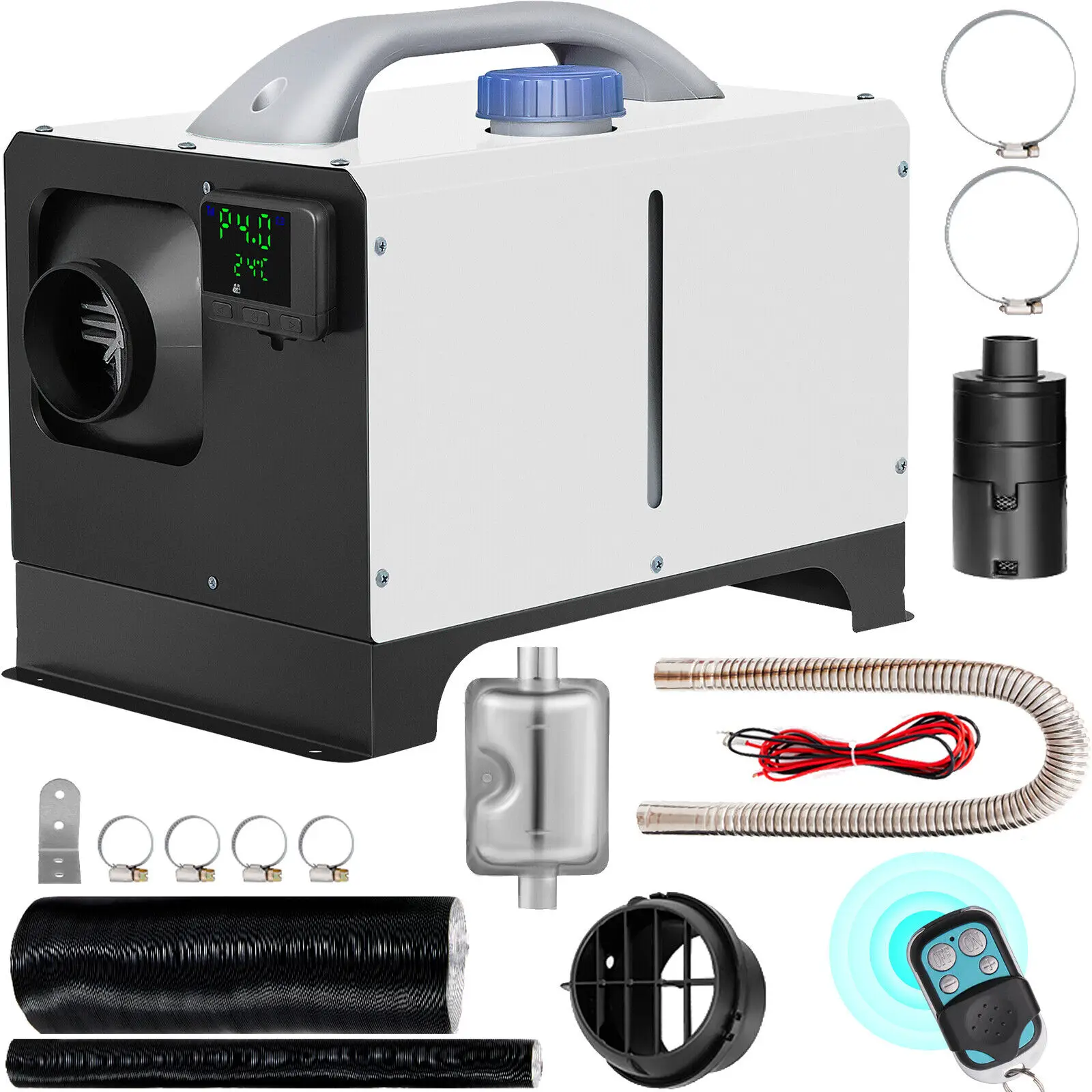 Riscaldatore Ad Aria Diesel Vevor 8Kw 12V Tutto In Un Mini Riscaldatore Con Silenziatore Interruttore Lcd Telecomando Per Auto Bus Rv Trucks Suv