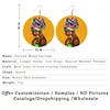 Voikukka Jewelry African Woman Pattern With Hijab Wooden Both Sides Print 6 CM Pendant Drop Earrings Wholesale 2