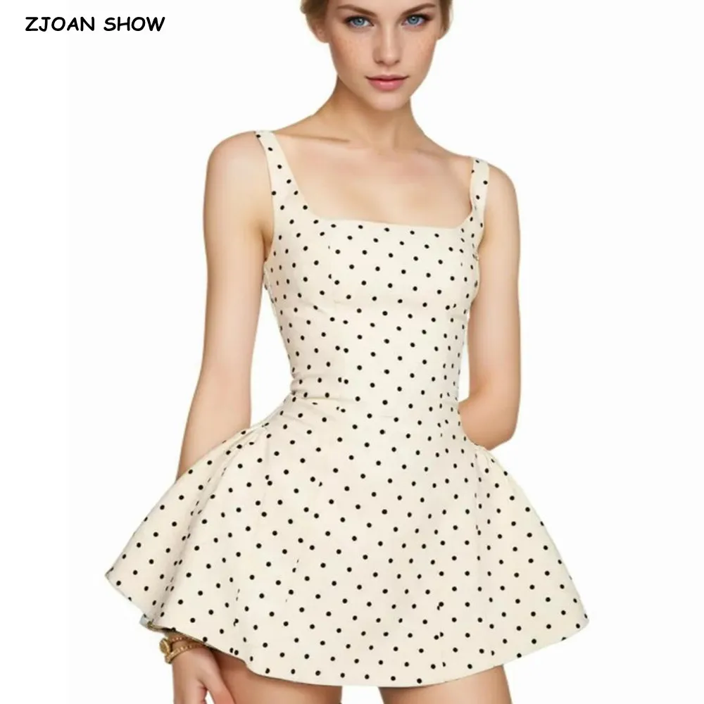 chinese dress ladies CODO Cotton Polka Dot A-Line Dress Black White