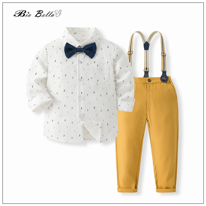 

Children Boy Spring Autumn Clothing Suit Formal Infant Gentleman Birthday Wedding Handsome Elegant Emcee Kids 2-6 Yrs Outfits