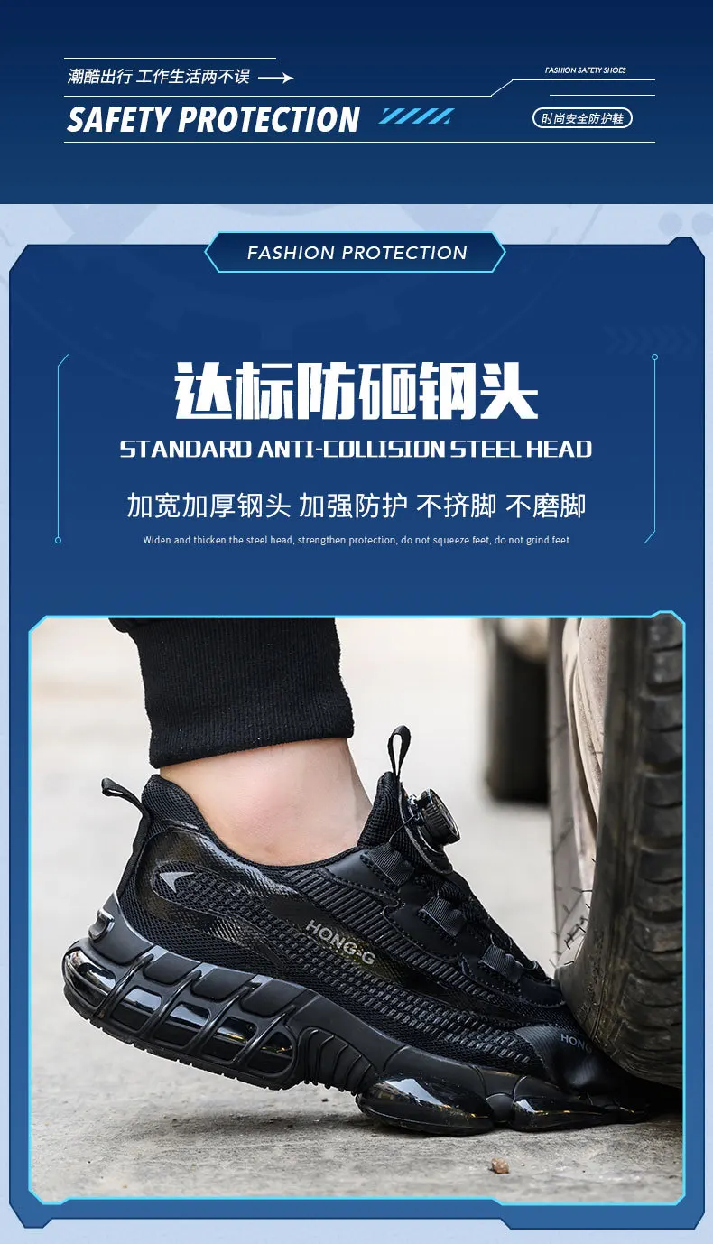 rotating push button work shoes men anti puncture safety sneakers work man safety shoes Protective Work shoes with steel toe