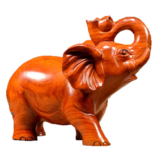 Elephant Ornaments Solid Wood Hand Carving Home Decoration Wooden Elephant Lucency Feng Shui Office Decoration Gift Souvenir 1