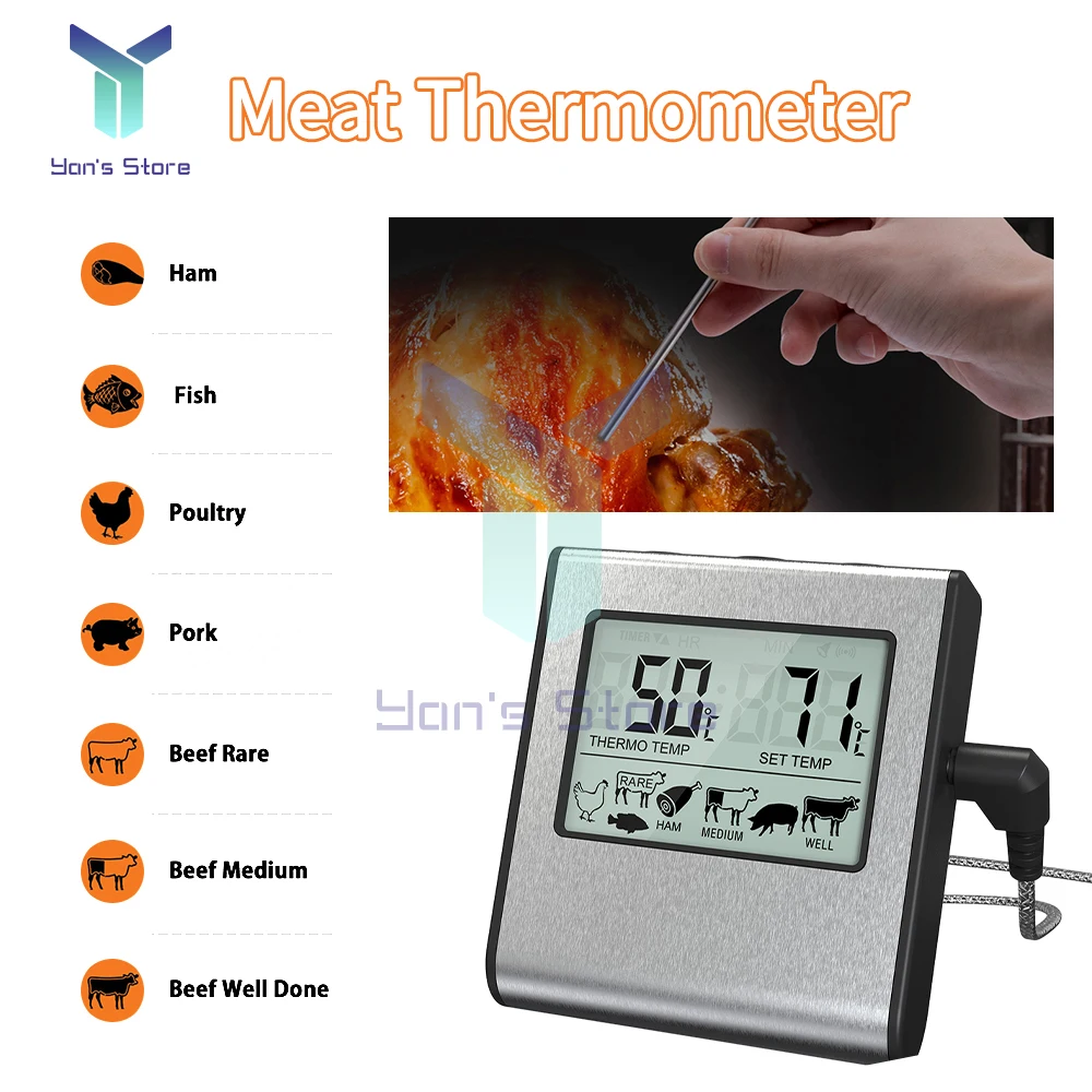 Stainless Steel Oven Cooker Thermometer Mini Thermometer Grill Thermometer  Kitchen Food Meat Food BBQ Cooking Temperature Gauge - AliExpress