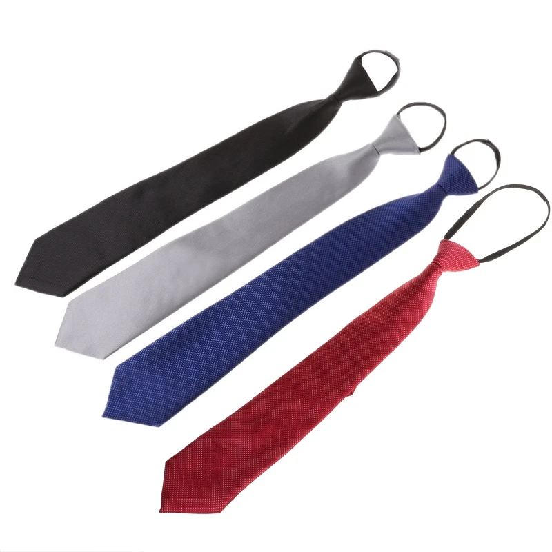 

Mens Classic Solid Color Striped Plaid Woven Groom Neck Tie Adjustable Zipper