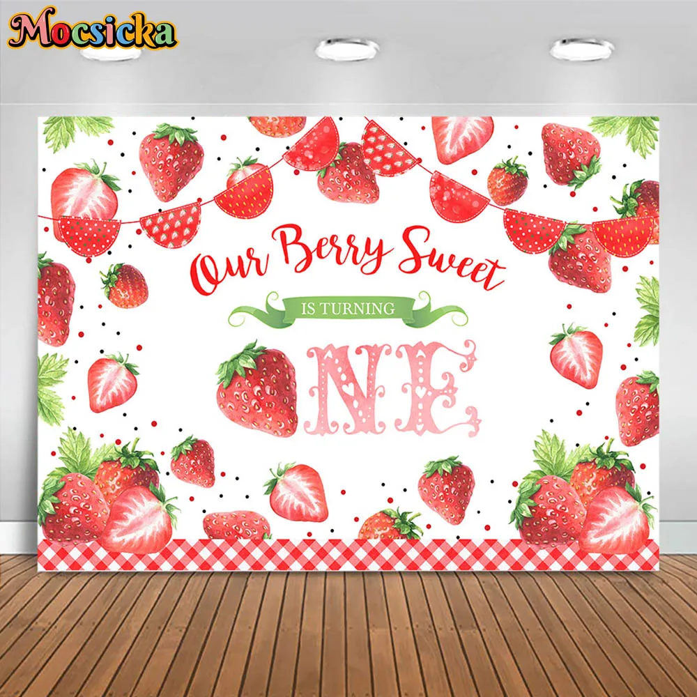 1st Birthday Berry First Birthday Backdrop Strawberry Birthday Backdrop ...