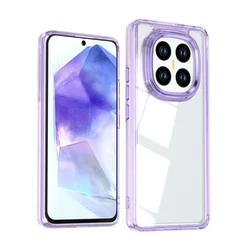 Crystal Clear Non - Yellowing Acrylic Case with Metal Button and Lens Protection Cover - Poco M8 Pro (PURPLE)