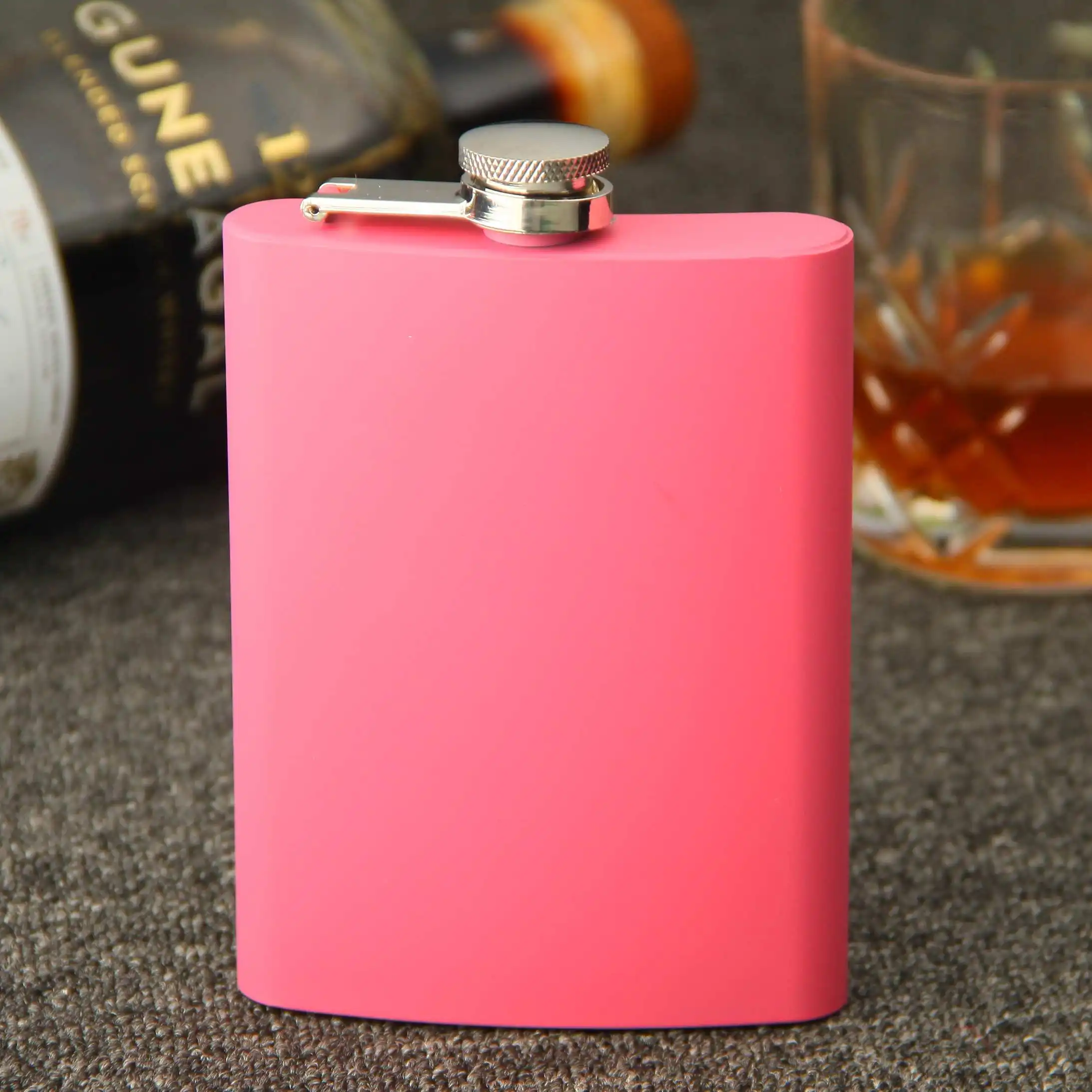 Description Picture 3 of item8oz colored coated stainless steel Hip Flask portable outdoor 8OZ, whisky flask ,food degree , logo free engraved