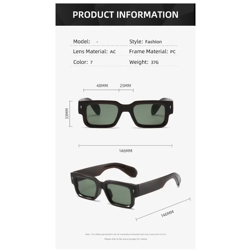 Classic Square Rivet Sunglasses - Punk Retro Rectangle Design UV400 Shades for Men & Women, Fashion High-End Eyewear