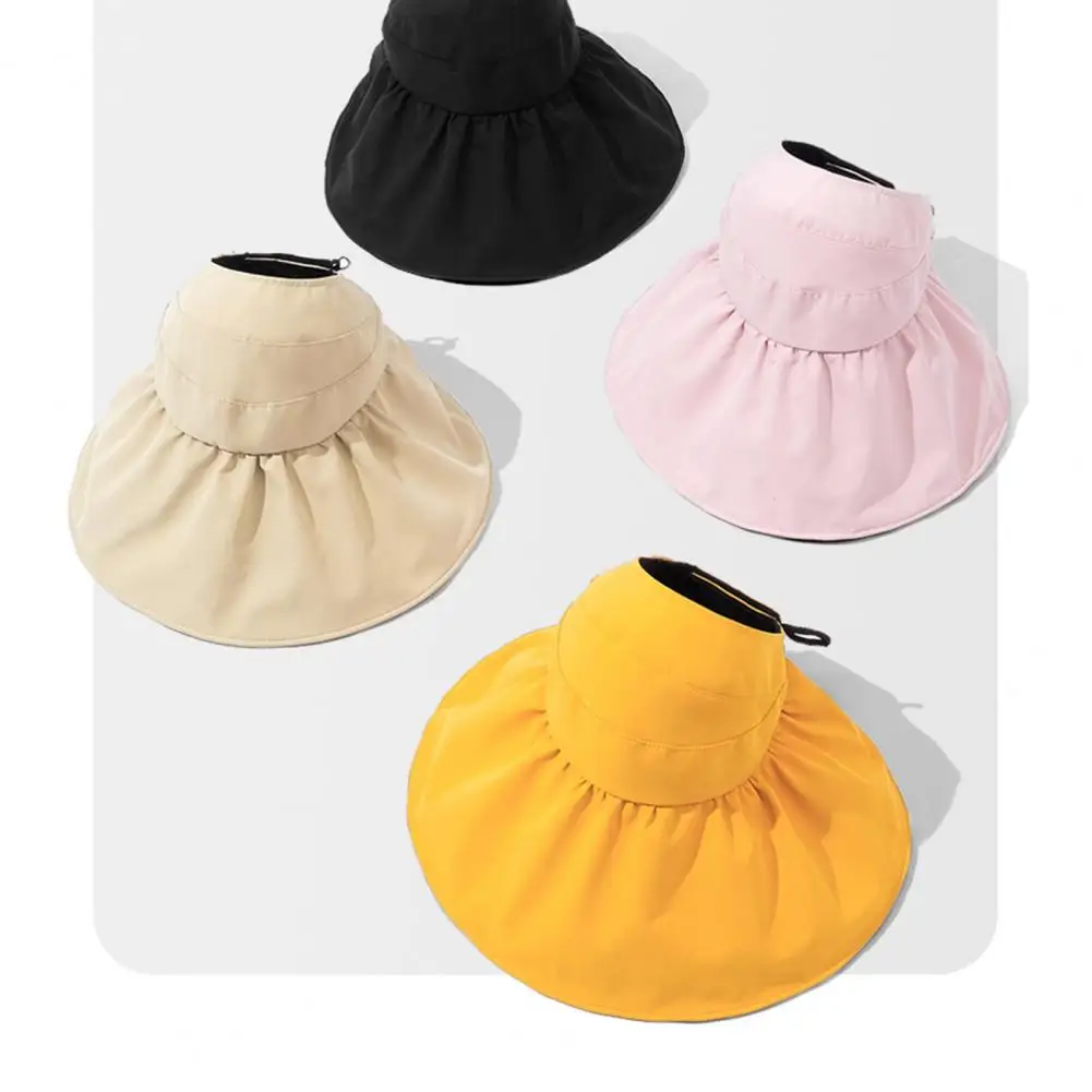 Simple Women Summer Sun Visor Wide Brim Hat Beach Wide Brim Sun Hat Women's Large Uv Golf Beach Korean Design