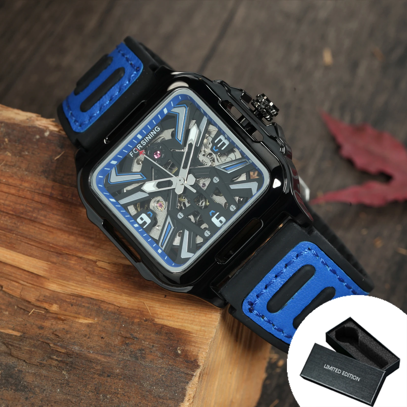 Forsining Orologio Automatico Uomo Trasparente Scheletro, Cassa In Acciaio, Cinturino In Pelle, Affari Moda - 3