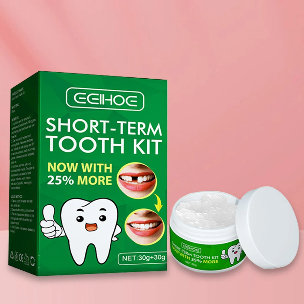 

Temporary Tooth Repair Kit Resin Teeth Pellet Adhesive with 3 Dental Tools Teeth Replacement Kit Disposable for Men and Women