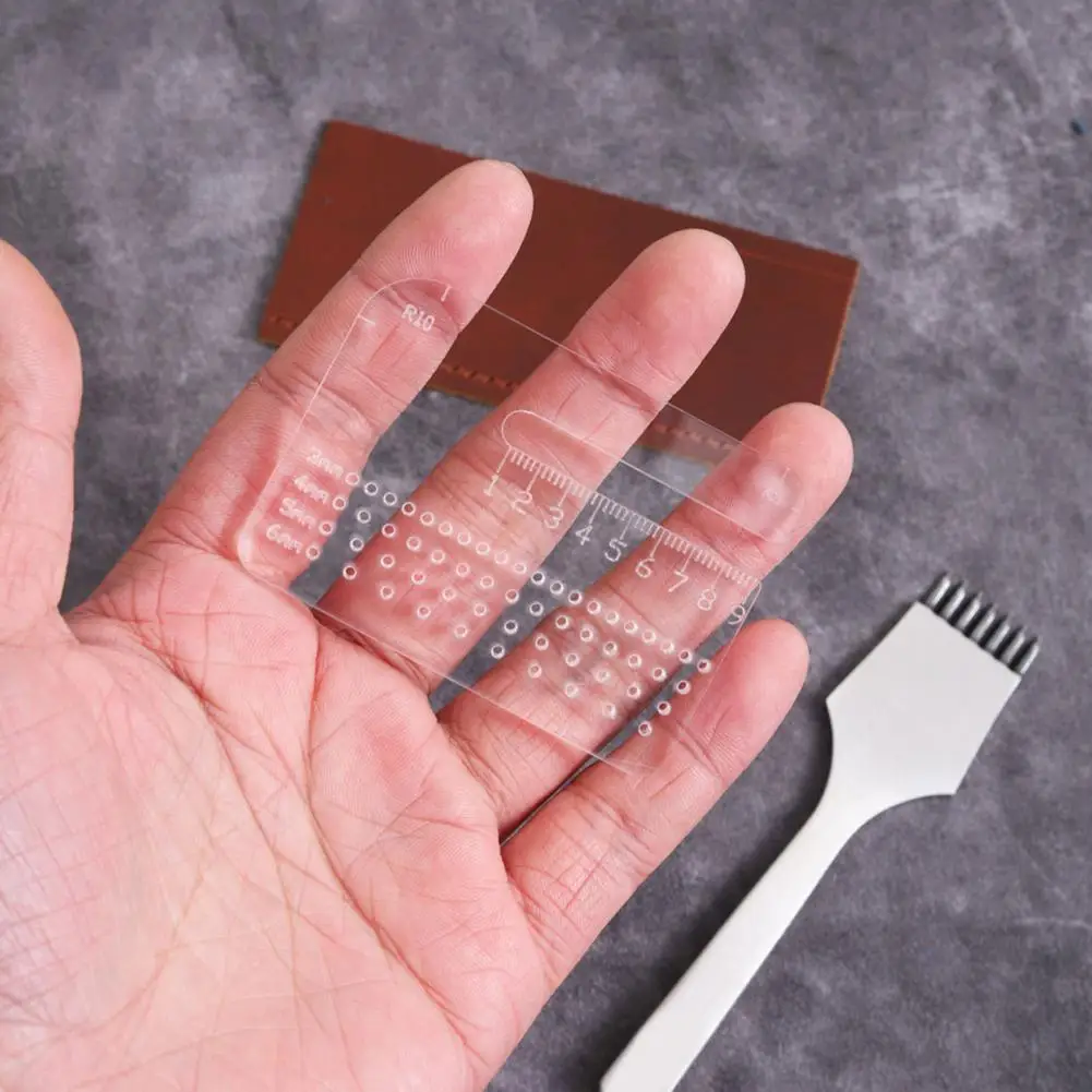 정밀 홀 펀치 가이드 아크릴 거리 측정기 4mm 두께의 투명 절단 도구(구멍 간격 정확한 스케일 포함)