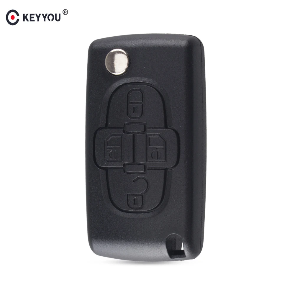 Keyyou 4 Pulsanti Flip Floding Remote Key Fob Case Shell Fob Per Peugeot 1007 Per Citroen C8 Lama Non Tagliata Con Scanalatura Ce0523