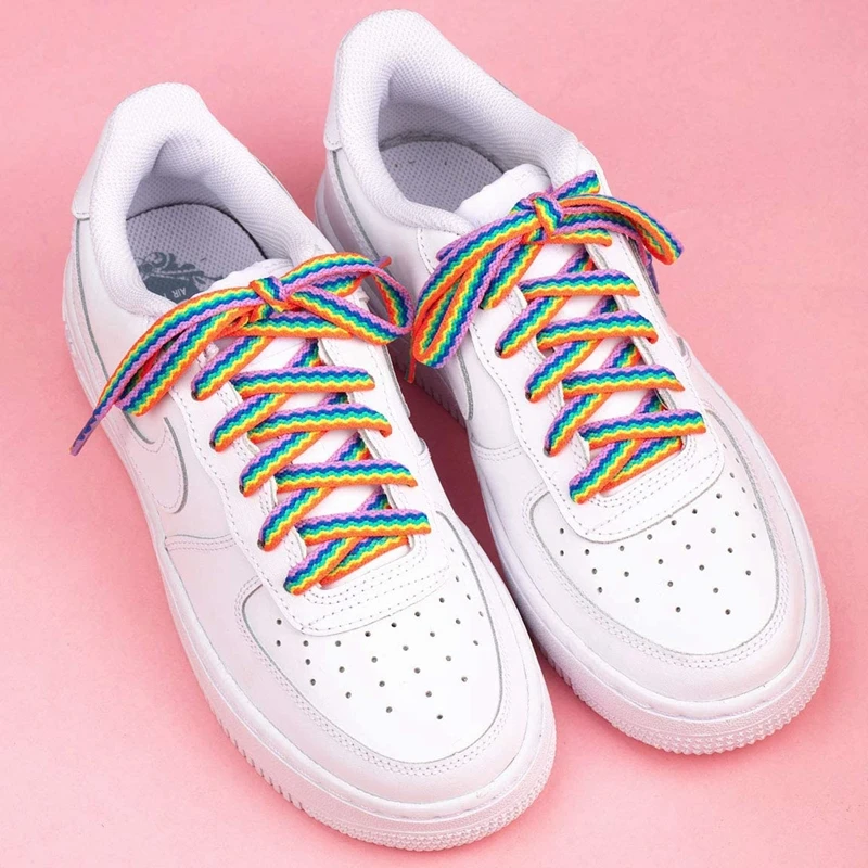 Schnürsenkel für Schuhe Regenbogen Turnschuhe Schnürsenkel Bunte Flache Farbverlauf Low-Cut High Top Leinwand Casual Schnürsenkel Schuh Zubehör – Detail 10
