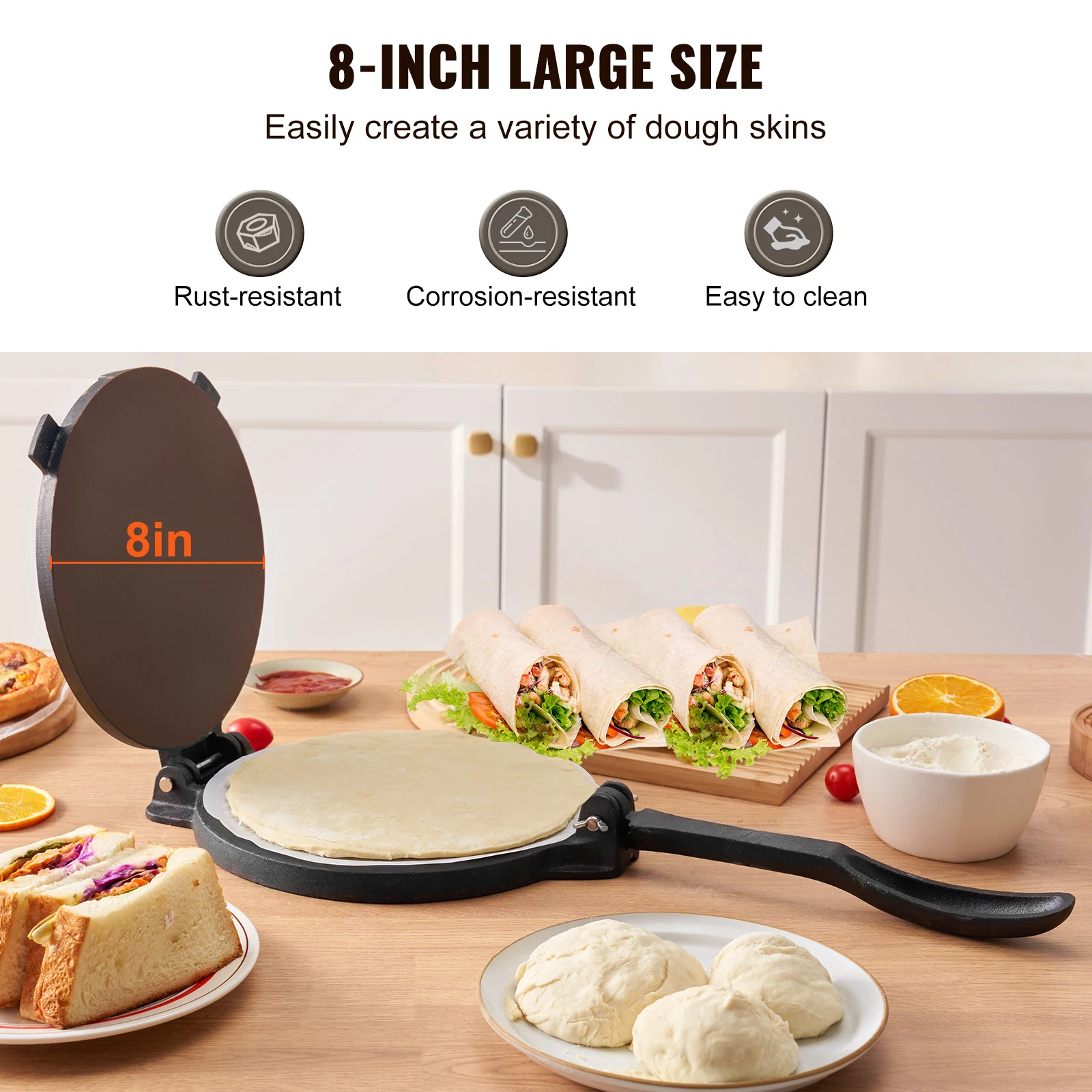 SucceBuy Tortilla PressCast Iron Heavy Duty Tortilladora Press Dough Maker for Flour Tortilla 2