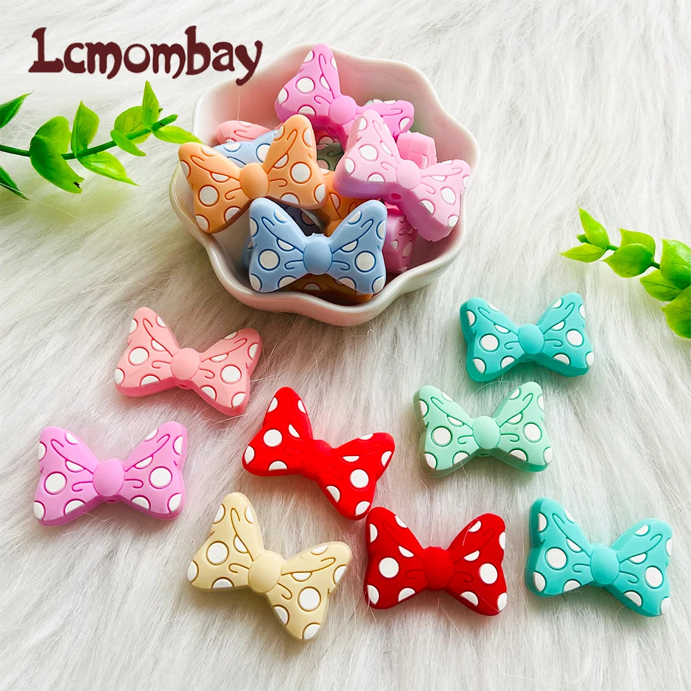 Baby Silicone Beads 10pcs New Bow Tie Beads BowKnot Teether Baby Toy DIY Pacifier Chain Necklace Accessories teething toys silicone teething toys baby teething toys silicone beads silicone teether silicone teething beads