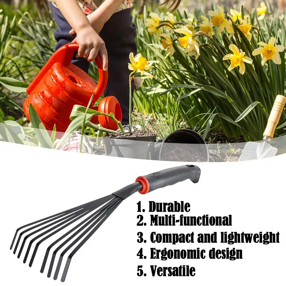 Small Handle Plastic Garden Rake For Outdoor Grass And Flower Beds Efficient Leaf Raking Tool Small Handle Plastic Garden R F3A4