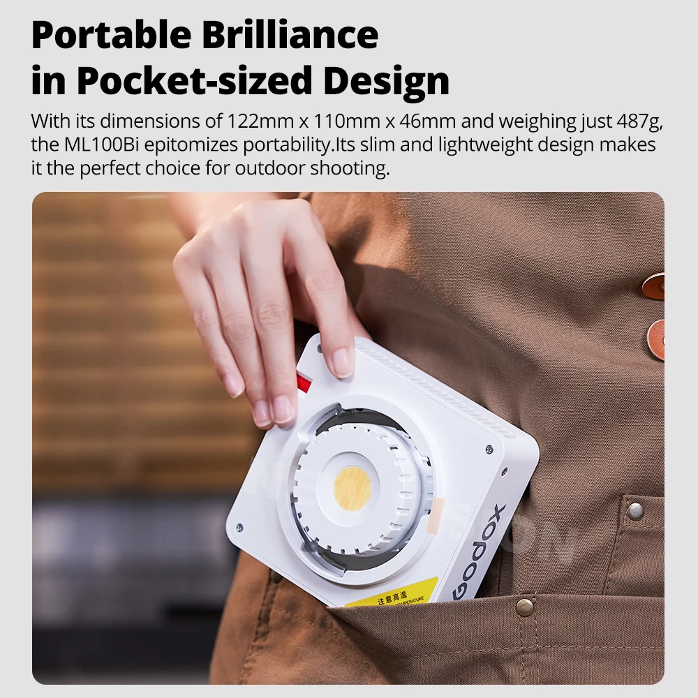 Godox ML100Bi 바이컬러 휴대용 LED 조명 120W 온보드 및 앱 제어 사진 램프(비디오 녹화, 라이브 스트리밍용)