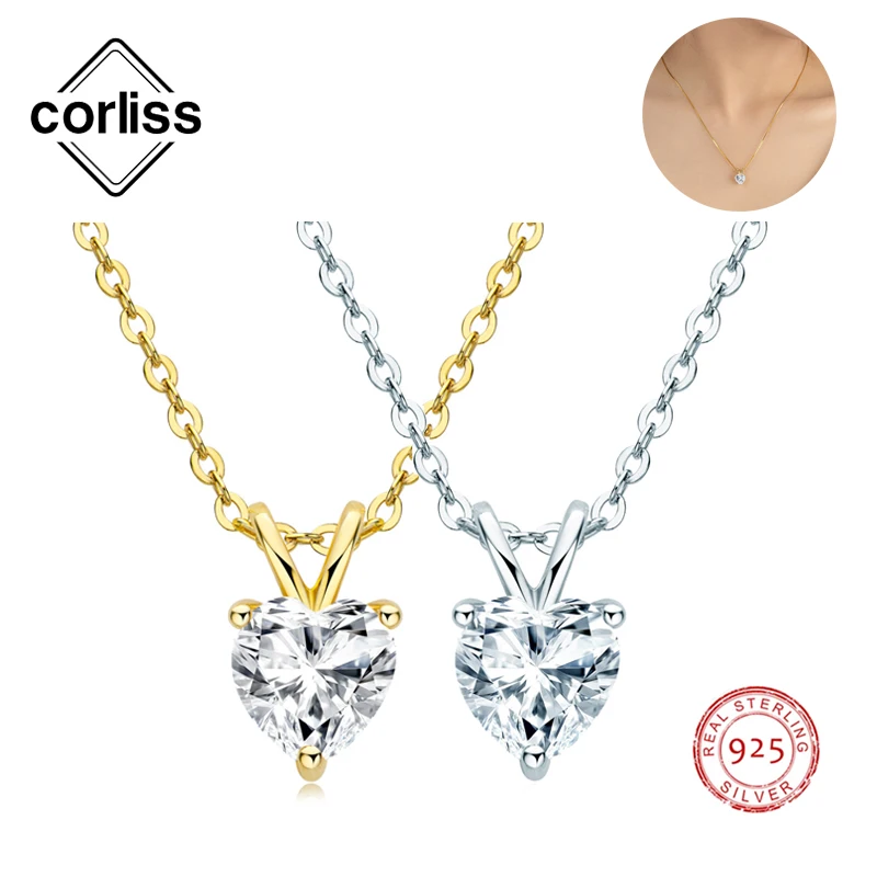 

Corliss Luxury Moissanite Heart Pedant 925 Soild Sterling Silver Lover Chains Necklaces Trendy Fashion Romatic Gift for Women
