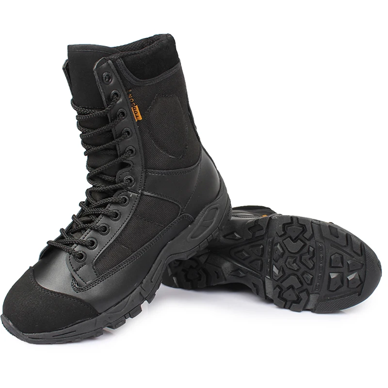 Men Boots Leather Black Lace Up Combat Desert Ankle Boot Mens Tactical Work Shoes Men High Top Safety Shoes